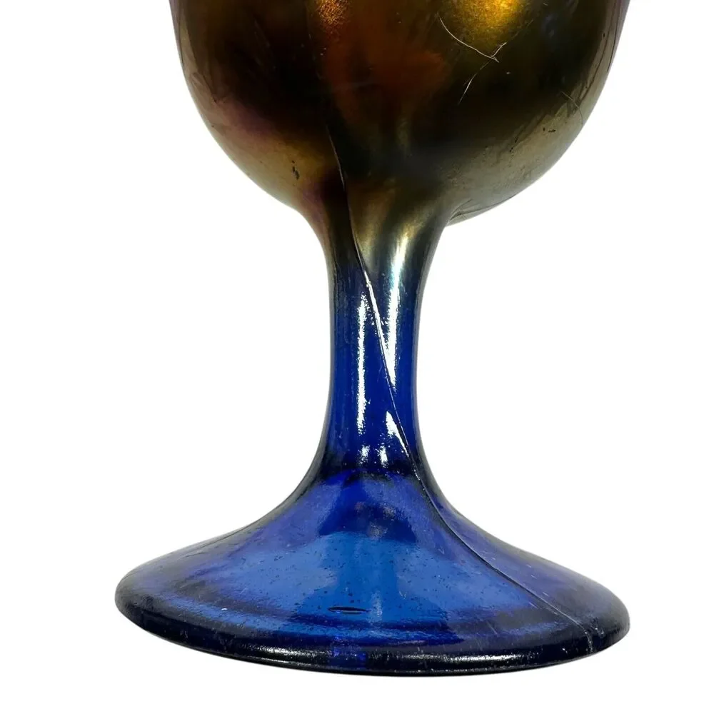 Vintage‎ Fenton Carnival Glass Peacock & Urn Compote Colorful Goblet 5